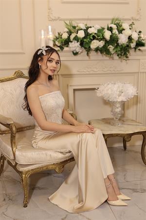 Stella Bej Balık Özel Tasarım Elbise