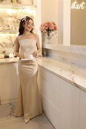 Stella Bej Balık Özel Tasarım Elbise