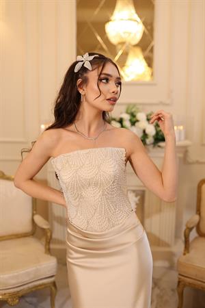 Stella Bej Balık Özel Tasarım Elbise