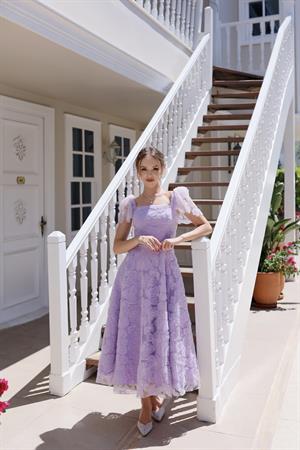Vasilisa Lila Dantel Özel Tasarım Abiye Elbise