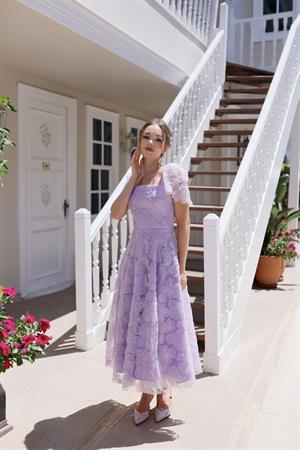 Vasilisa Lila Dantel Özel Tasarım Abiye Elbise