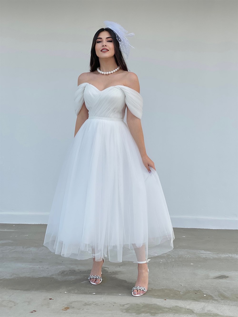TheElsa | Kişiye Özel Üretim Abiye Elbiseler | Aden Beyaz Özel Tasarım  Korse Tül Elbise