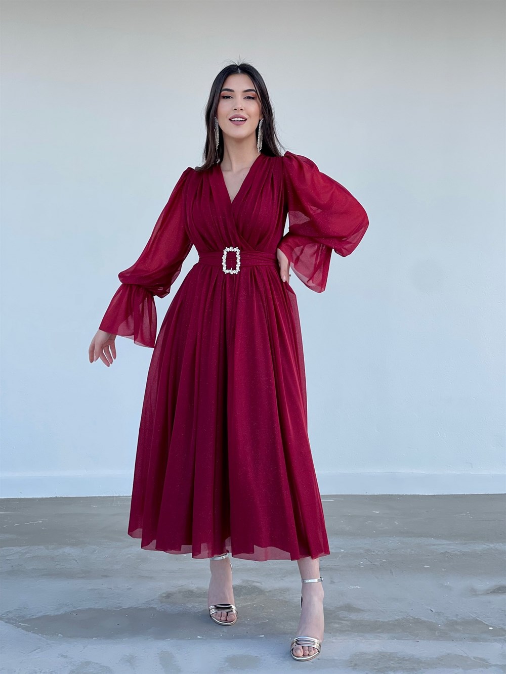 TheElsa | Kişiye Özel Üretim Abiye Elbiseler | Bolivya Bordo Özel Tasarım  Abiye Tül Elbise