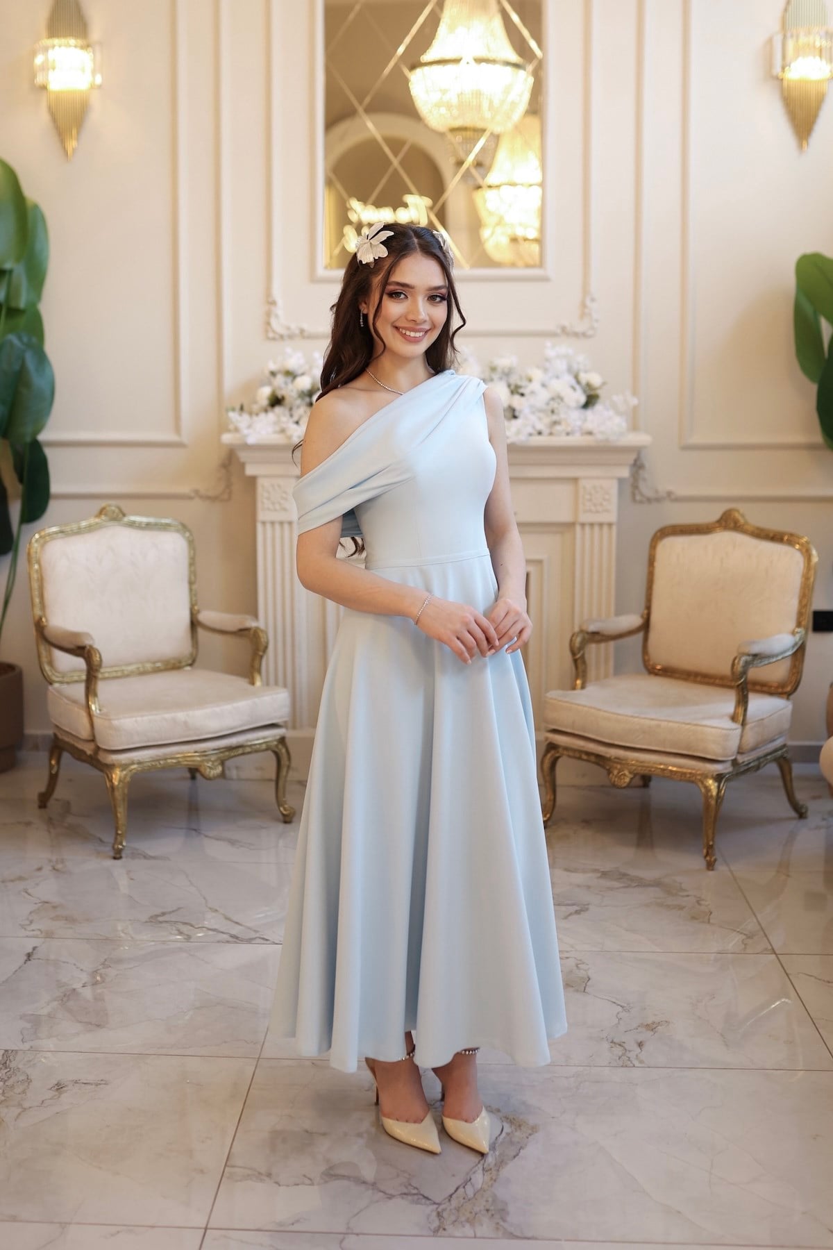 TheElsa | Freya Mavi Kloş ElbiseSADE ELBİSELERFreya Mavi Kloş Elbise