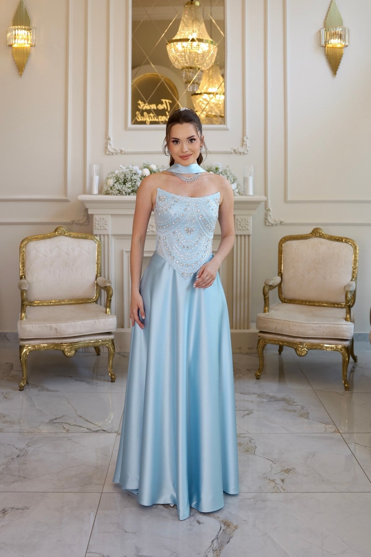 TheElsa | Hera Blair Mavi Kloş Etek Özel Tasarım ElbiseRENKLİ DANTEL ELBİSELERHera Blair Mavi Kloş Etek Özel Tasarım Elbise
