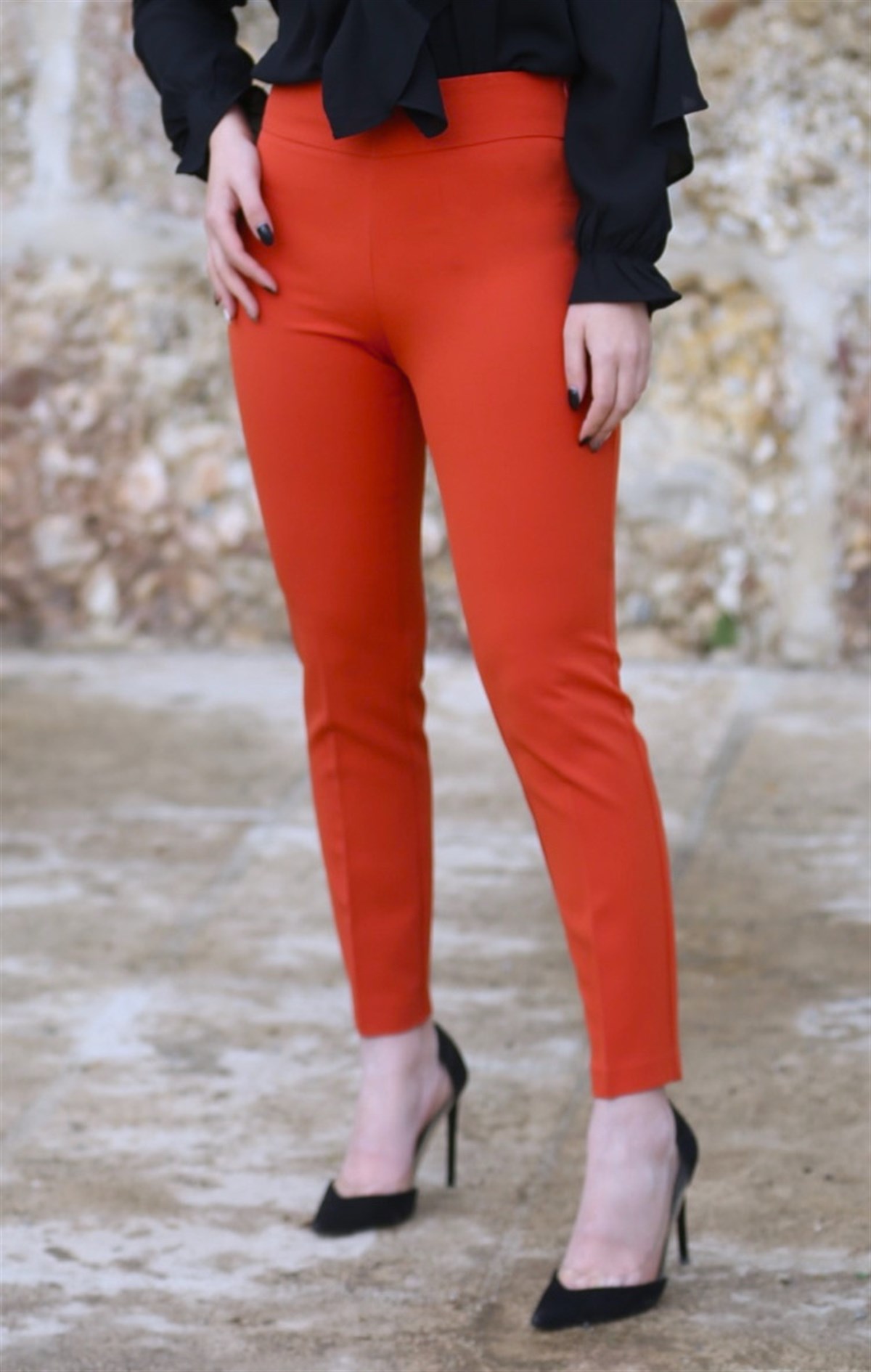 Kiremit Rengi Kumaş Pantolon | TheElsa.com
