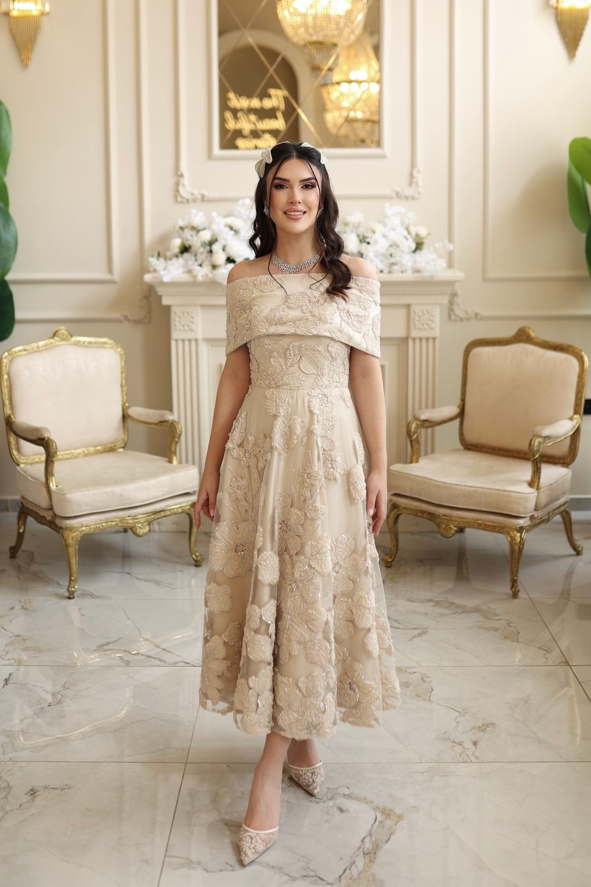 TheElsa | Sindirella Prenses Bej Saten Bolero