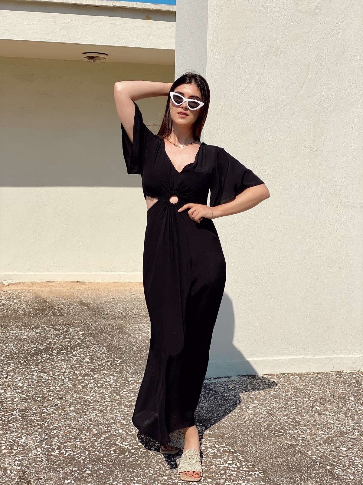 Siyah Uzun Mango Elbise | TheElsa.com