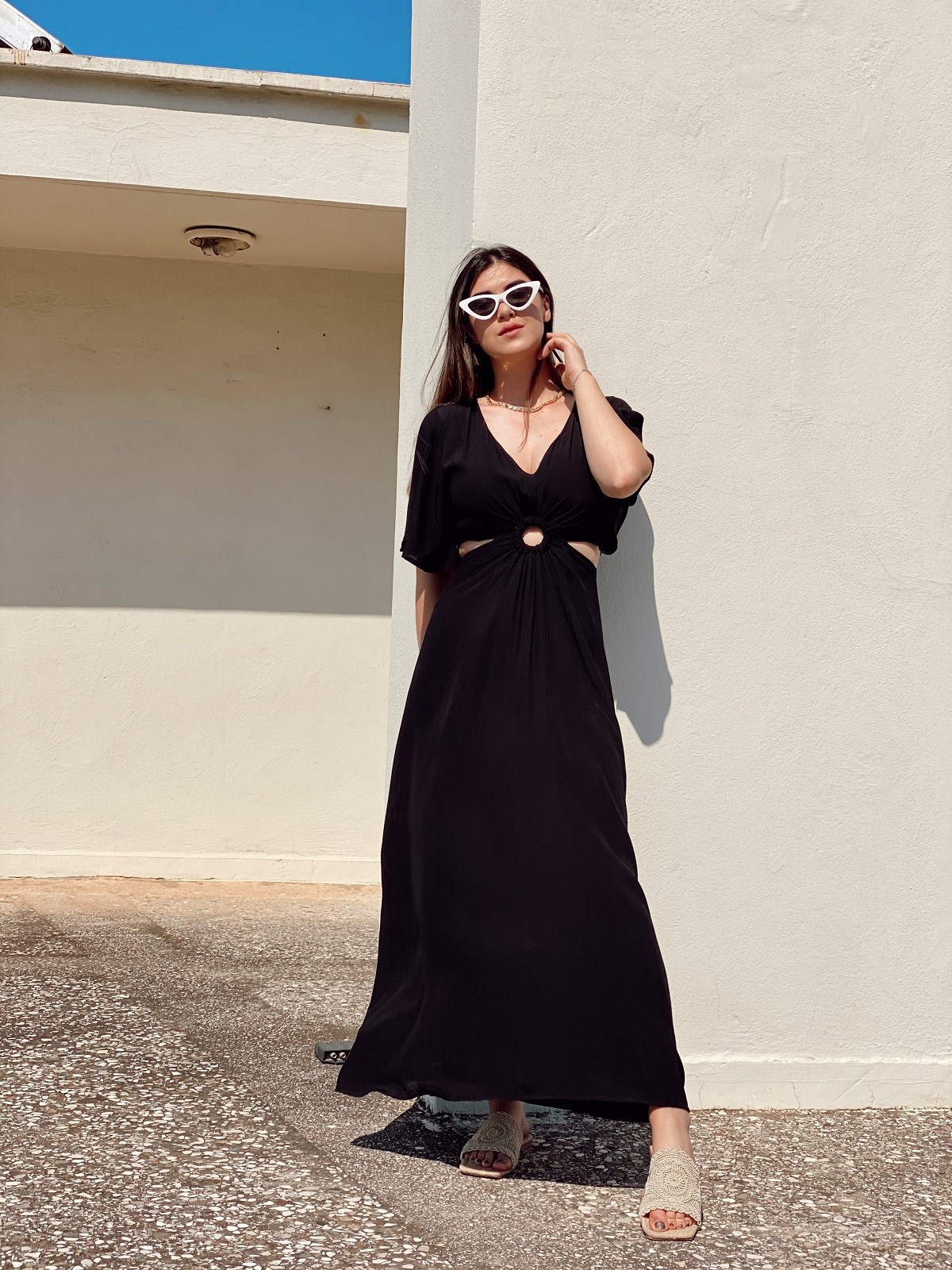 Siyah Uzun Mango Elbise | TheElsa.com