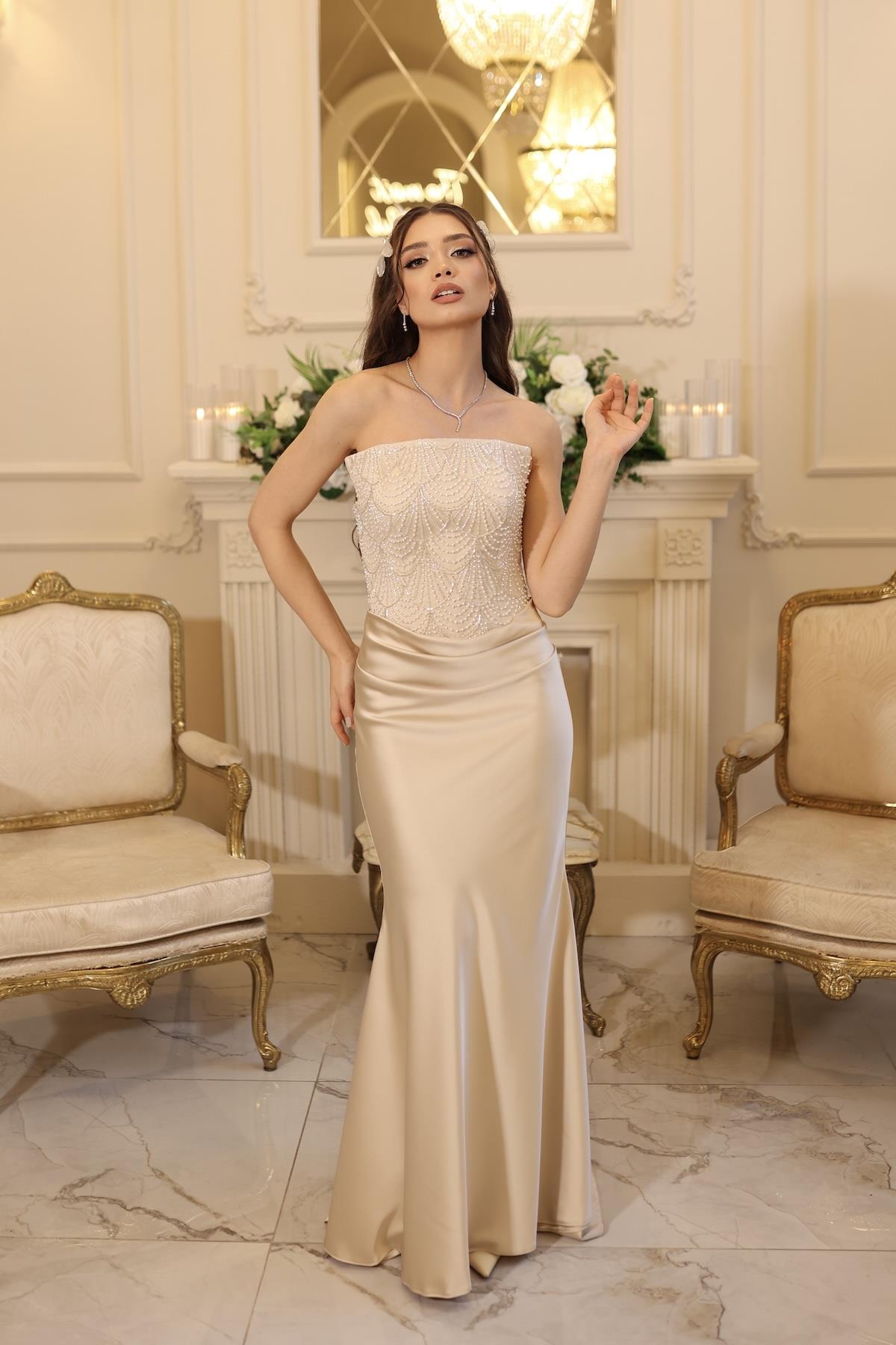 TheElsa | STELLASADE ELBİSELERStella Bej Balık Özel Tasarım Elbise