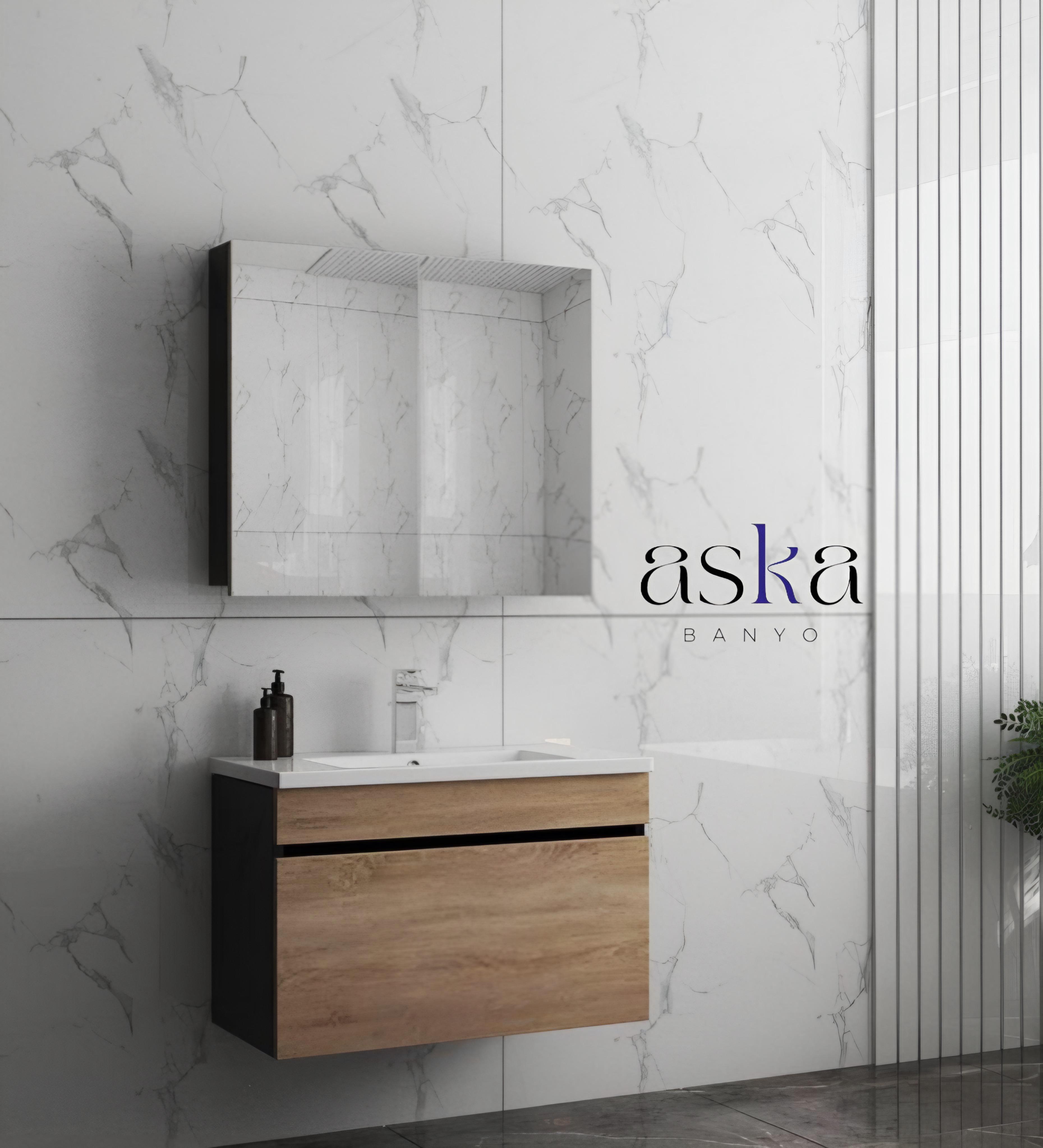 Aska Banyo Çeşme 80Cm Banyo Dolabı