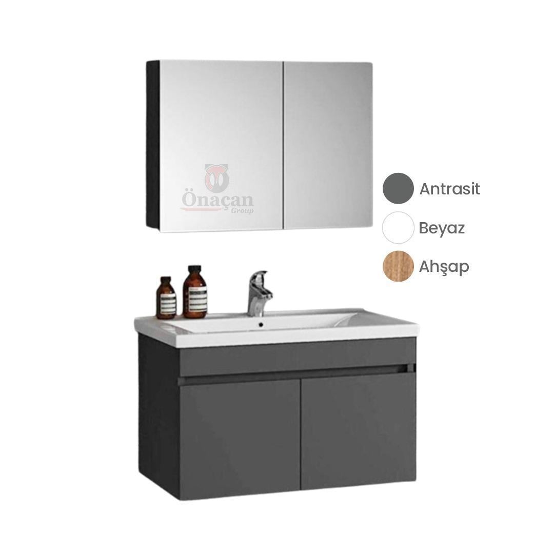 Bagno Gizem 80Cm Antrasit Banyo Dolabı 