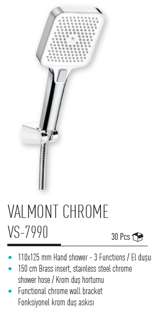 Valtemo Valmont Chrome El Duşu Seti VS-7990 