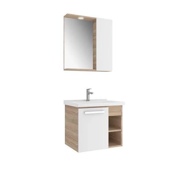 Kale Banyo Mare 65Cm Beyaz/Ceviz Banyo Dolabı