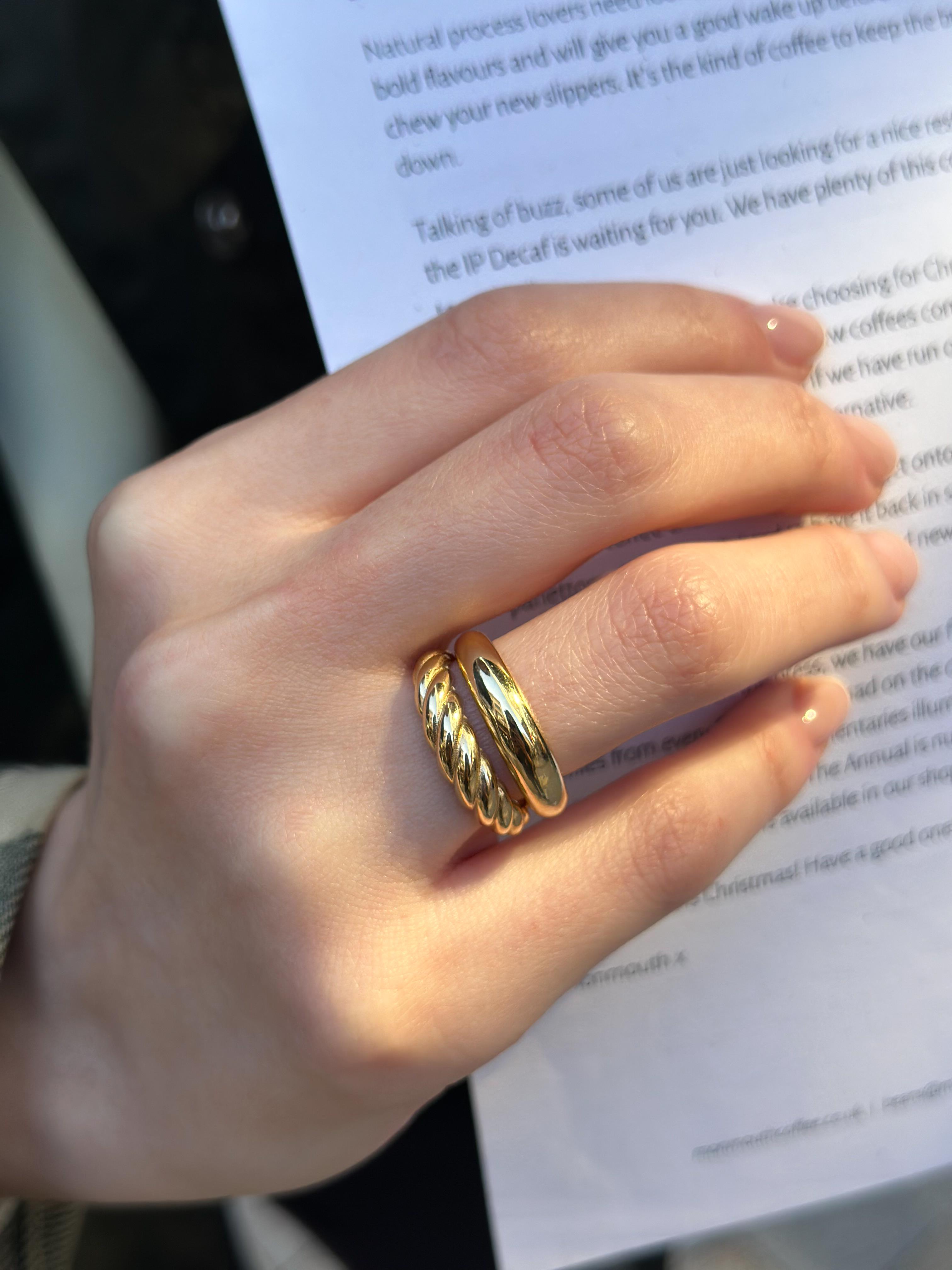 14 Ayar Altın İki Sıra Burgulu Yüzük