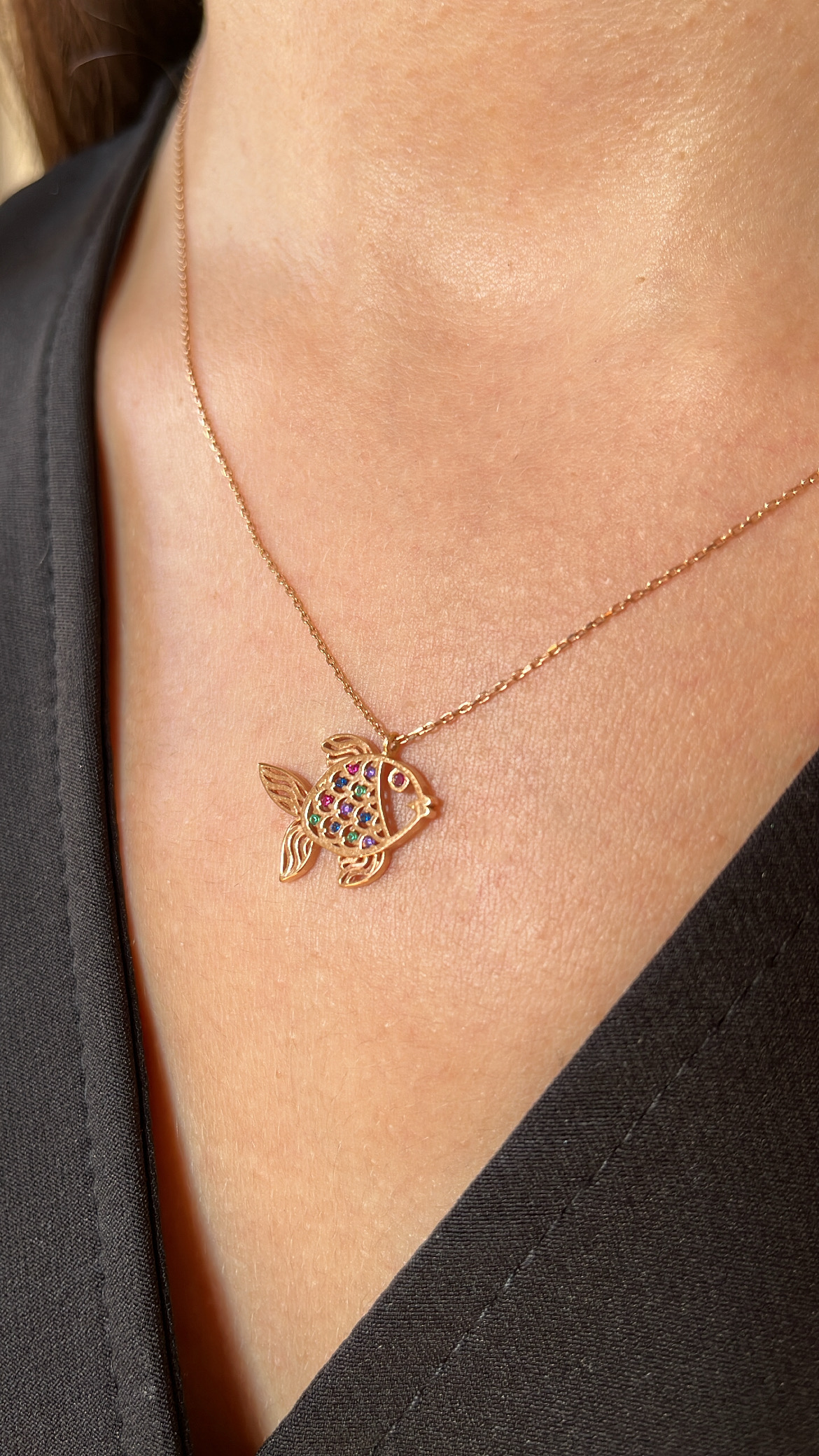 Burgu Kolye | Jewelina Renkli Balık Kolye