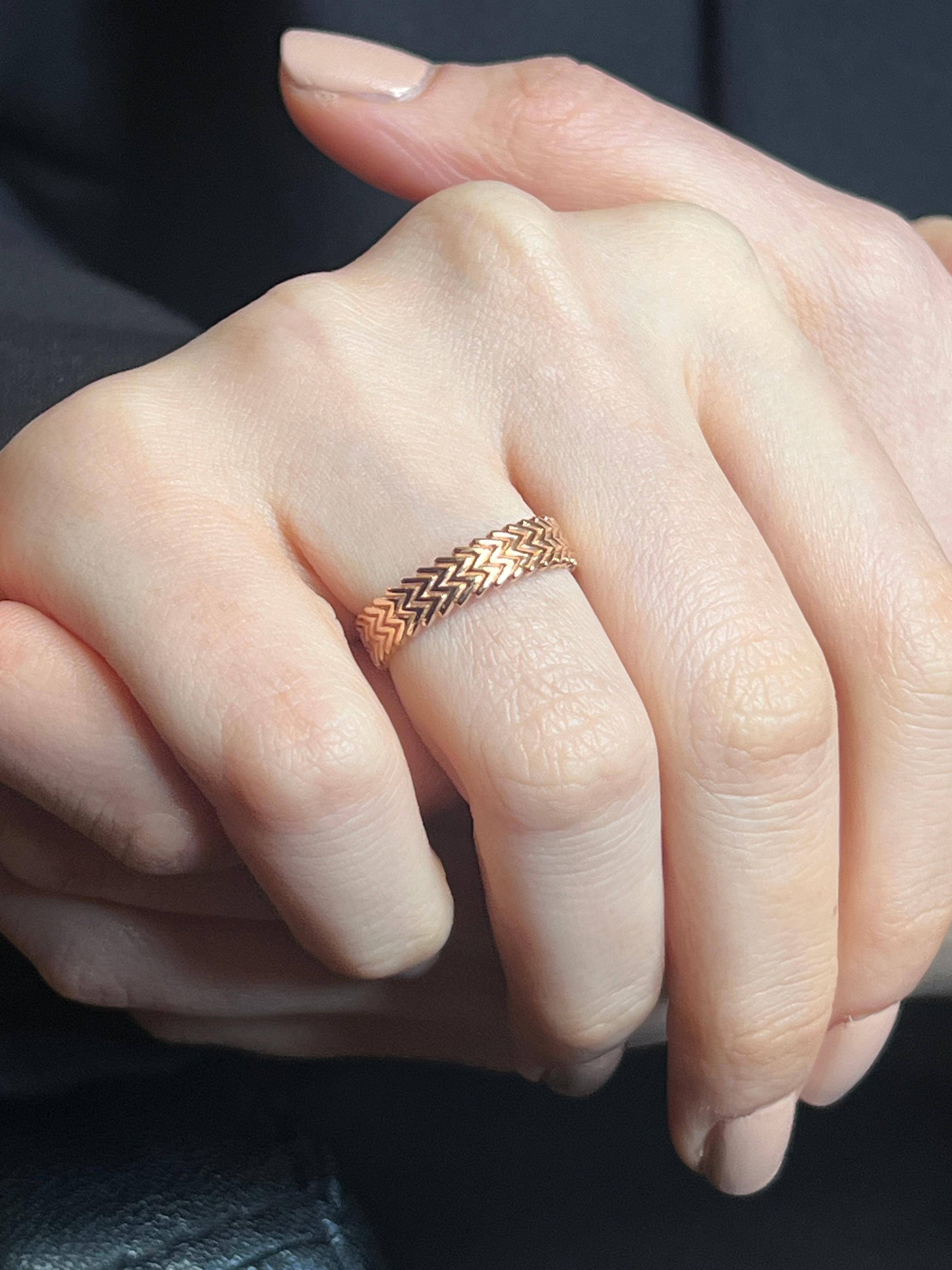 Turuncu Mineli Vintage Yüzük | Jewelina Store Zigzag Yüzük