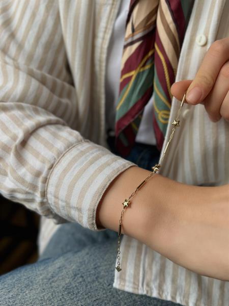  14 Ayar Altın Yıldız İnce Bileklik