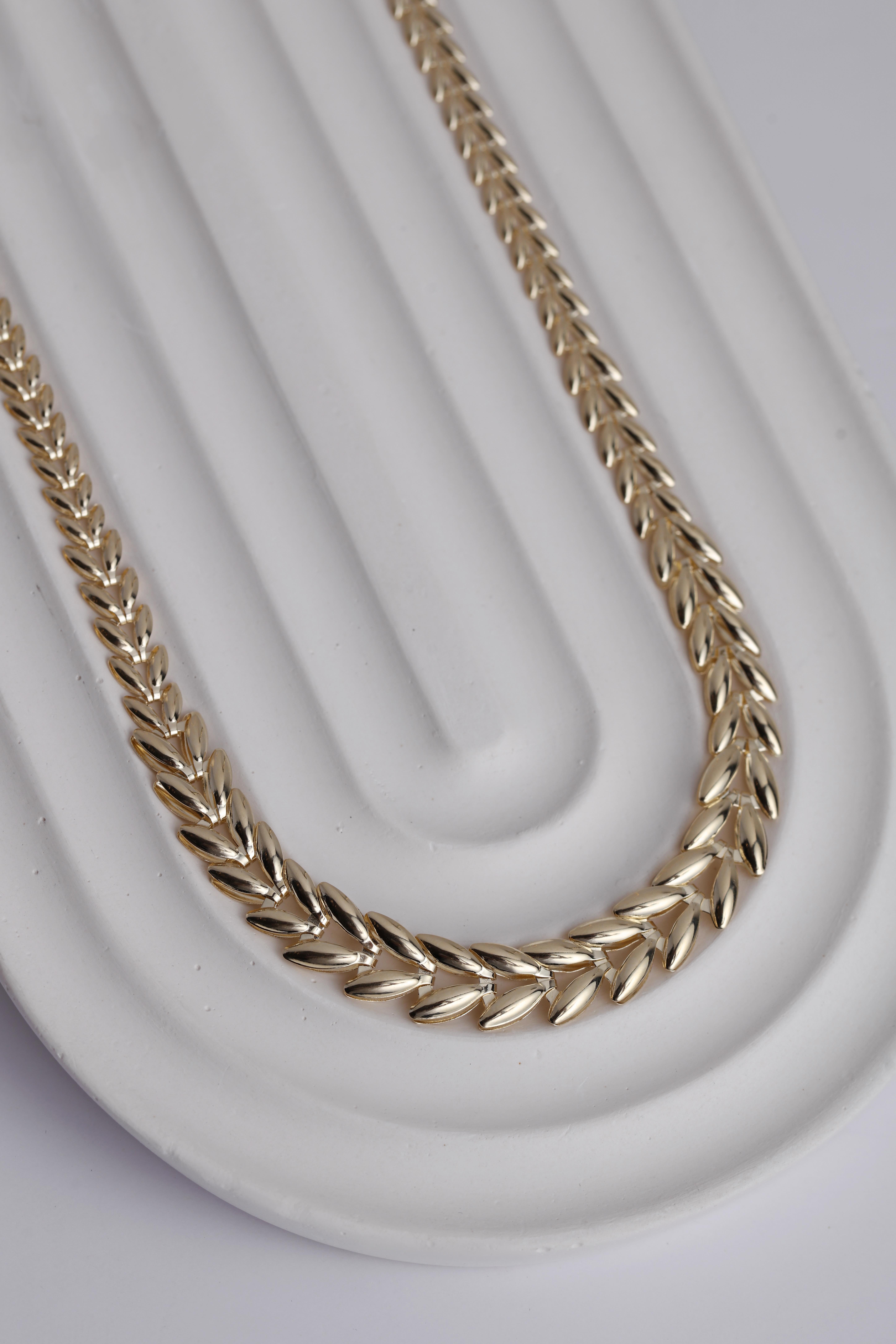  14 Ayar Altın Düz Başak Kolye