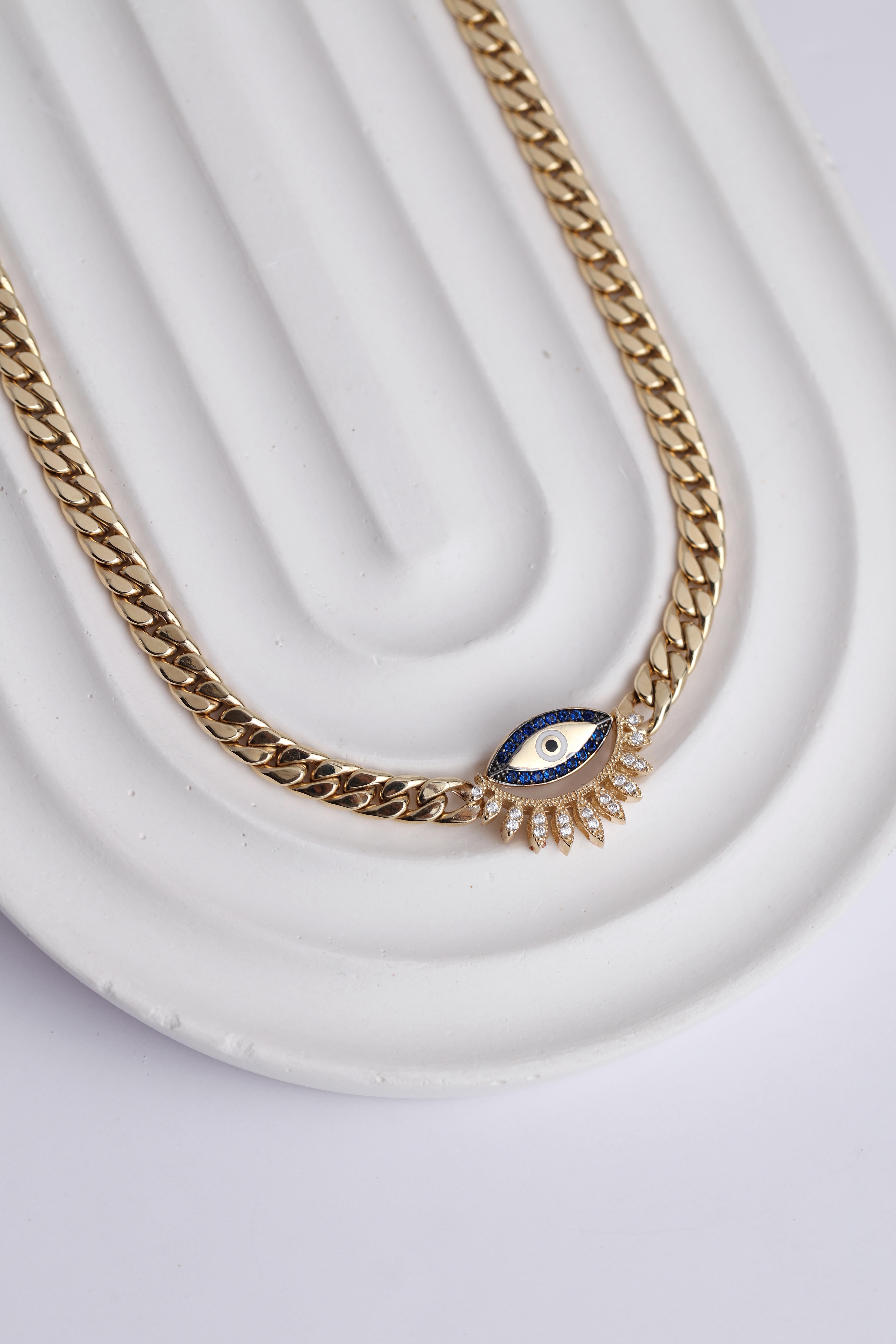  14 Ayar Altın Göz Detay Kolye