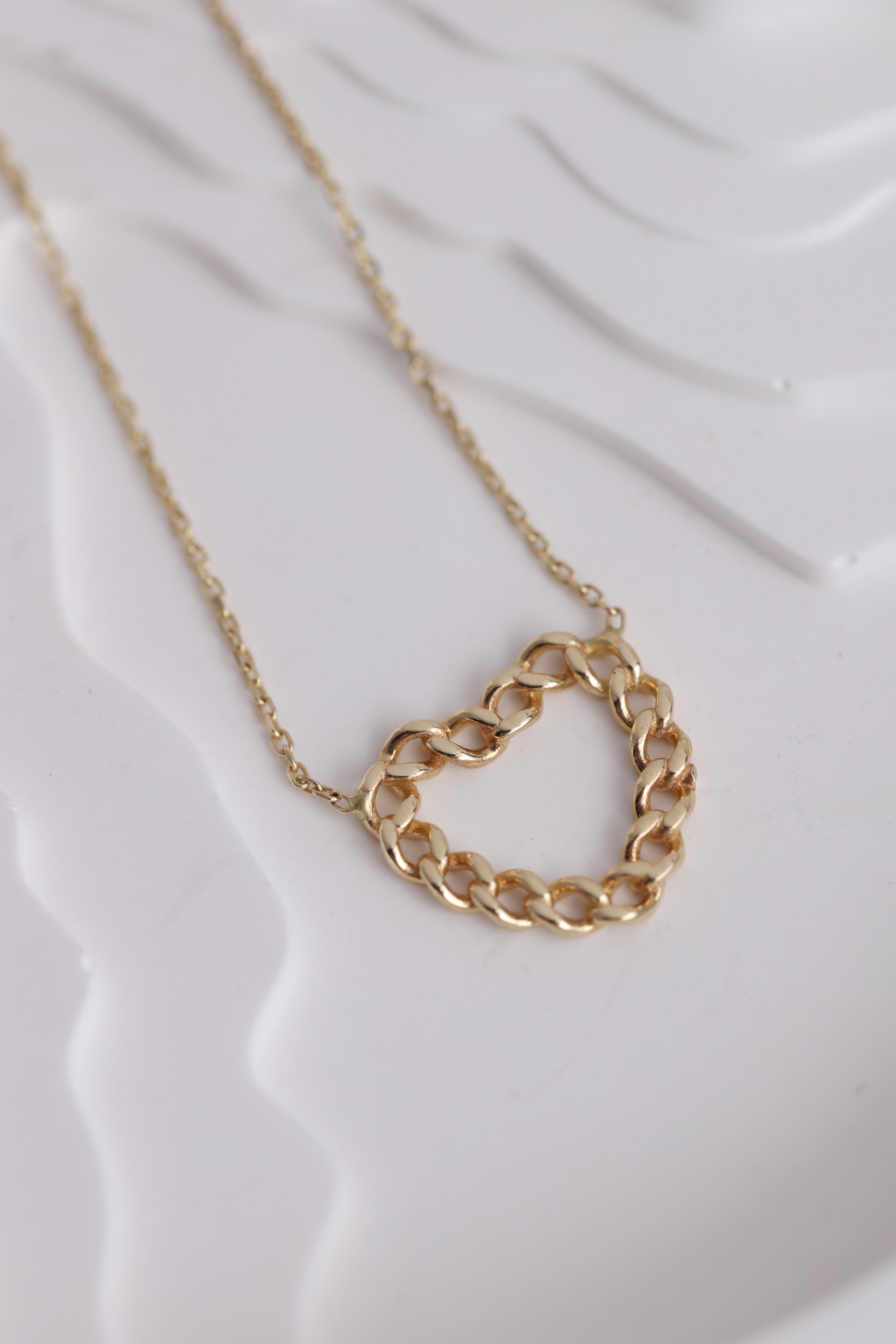  14 Ayar Altın Minimal Kalp Kolye