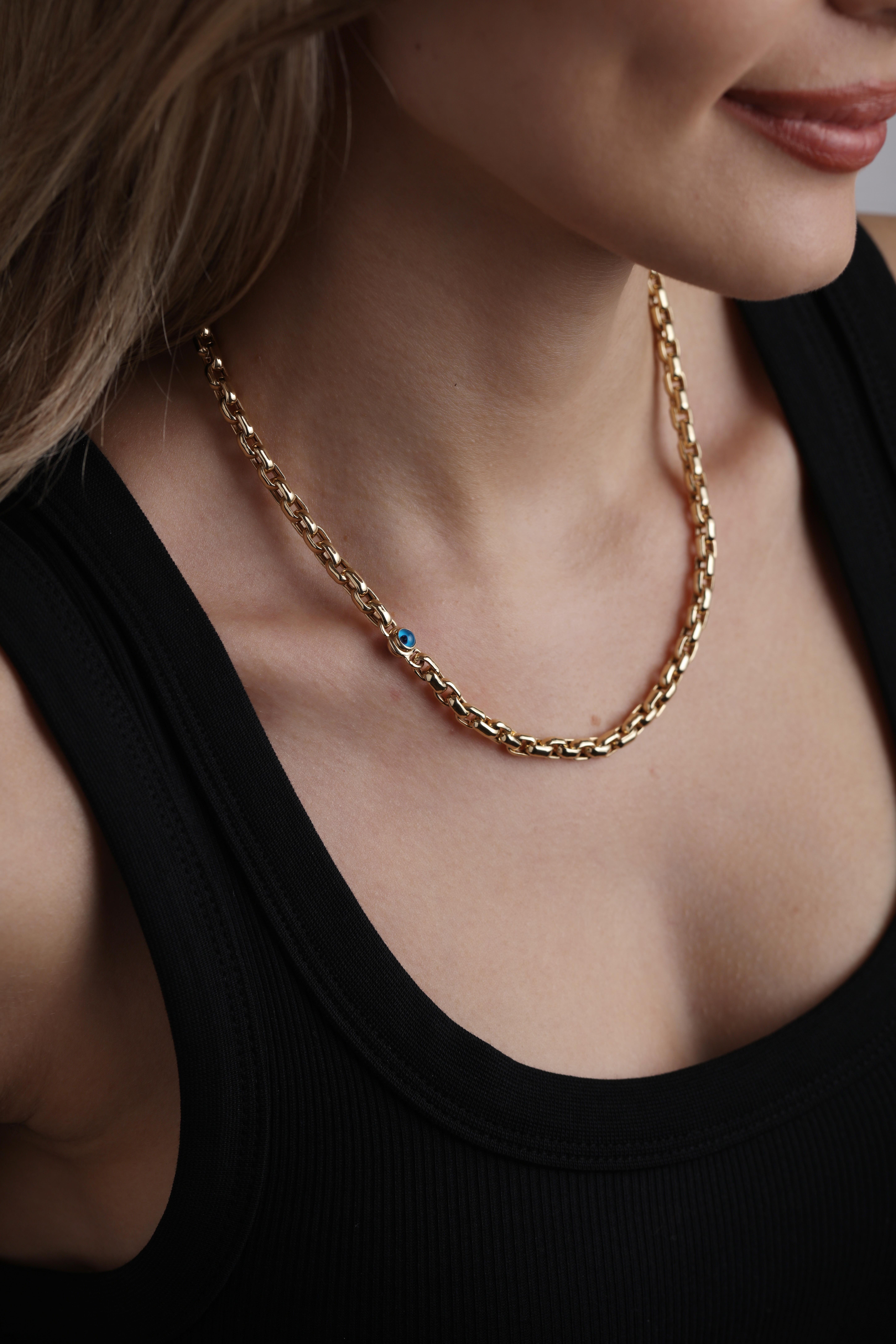  14 Ayar Altın Nazar Boncuklu Ataç Kolye