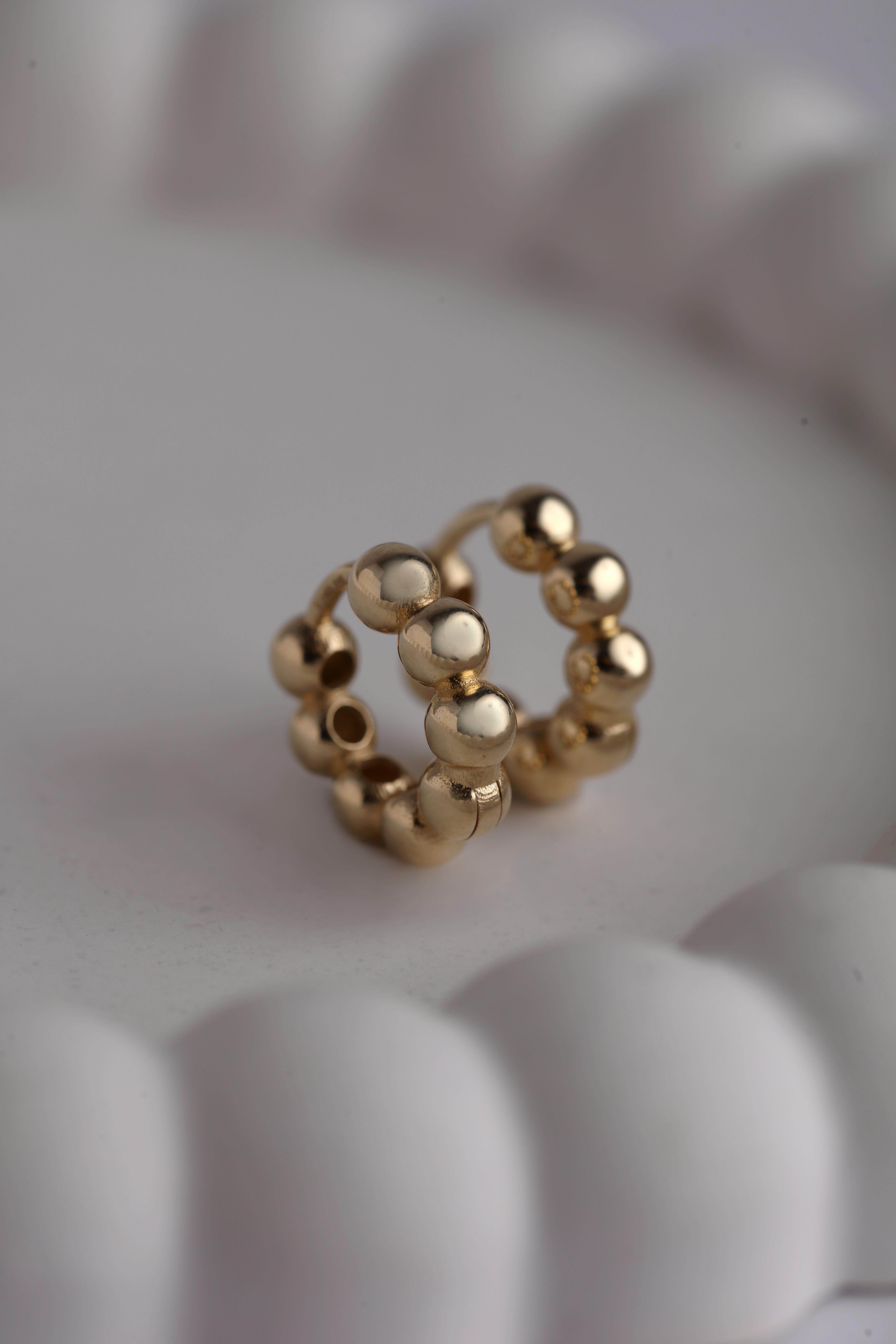  14 Ayar Altın Top Top Küpe