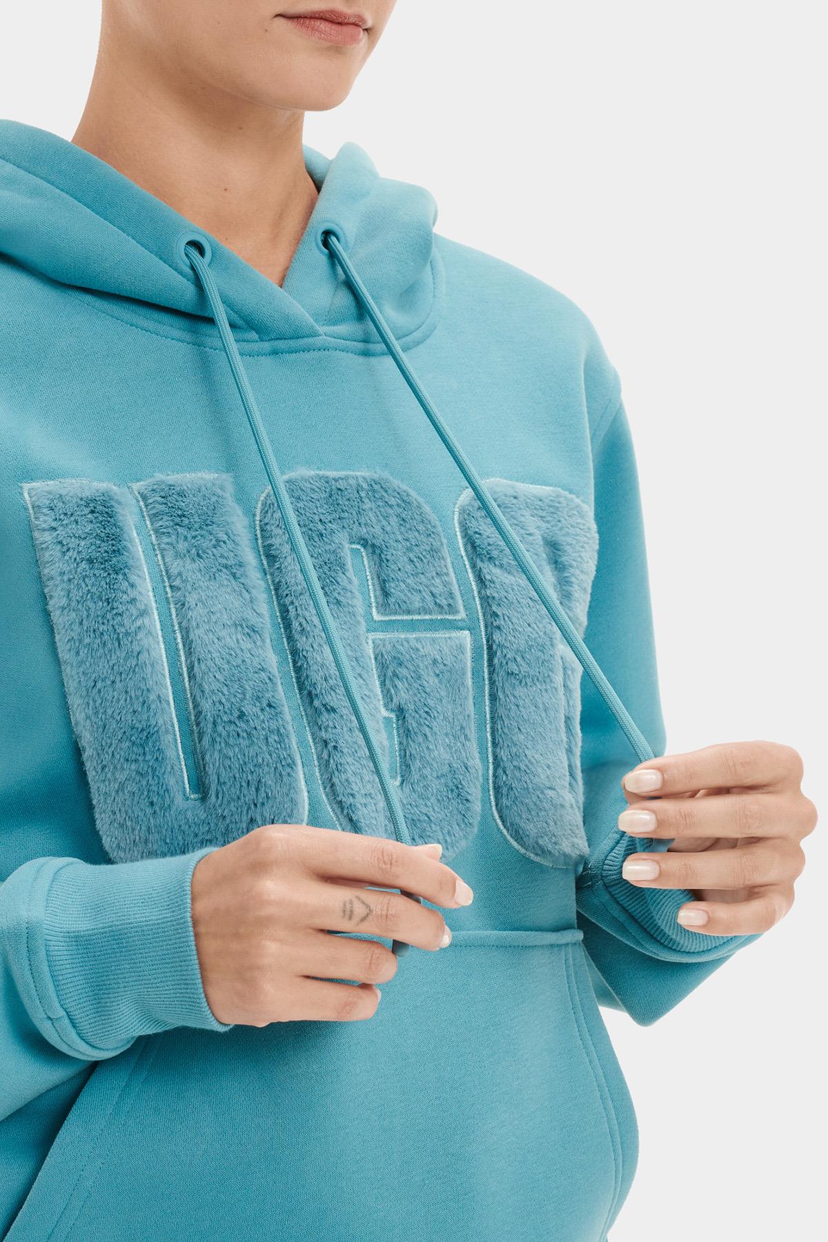 W REY FUZZY LOGO HOODIE MEDITERRANEAN BLUE (AKDENIZ MAVISI)
