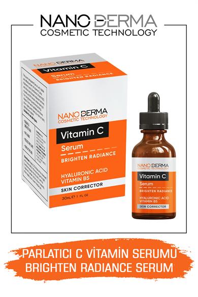 Nanoderma C Vitamin Serumu Parlatıcı Aydınlatıcı Hyaluronik Asit Vitamin B5 Serum Brighten Radiance Serum