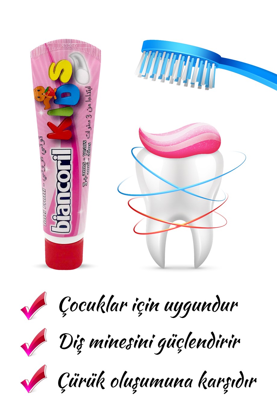 Biancoril Karışık Meyve Aromalı Çürük Önleyici Çocuk Diş Macunu Kids  Toothpaste 50 ml