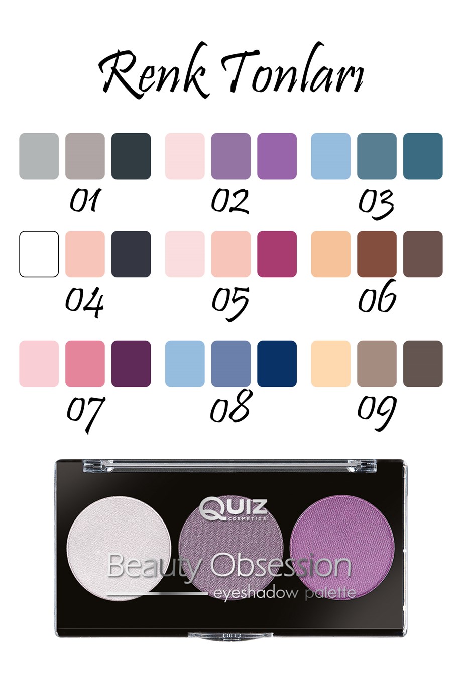 Quiz Göz Farı Paleti 3'lü Far Paleti - Beauty Obsession Eyeshadow Palette
