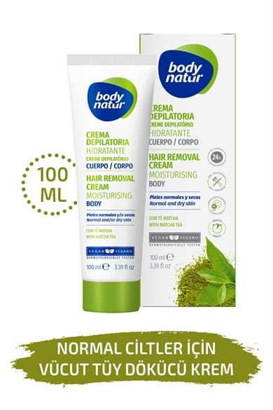 Body Natur Normal & Kuru Cilt Vücut Tüy Dökücü Nemlendirici Krem Matcha  Çaylı - Hair Removal Cream Normal 100ml
