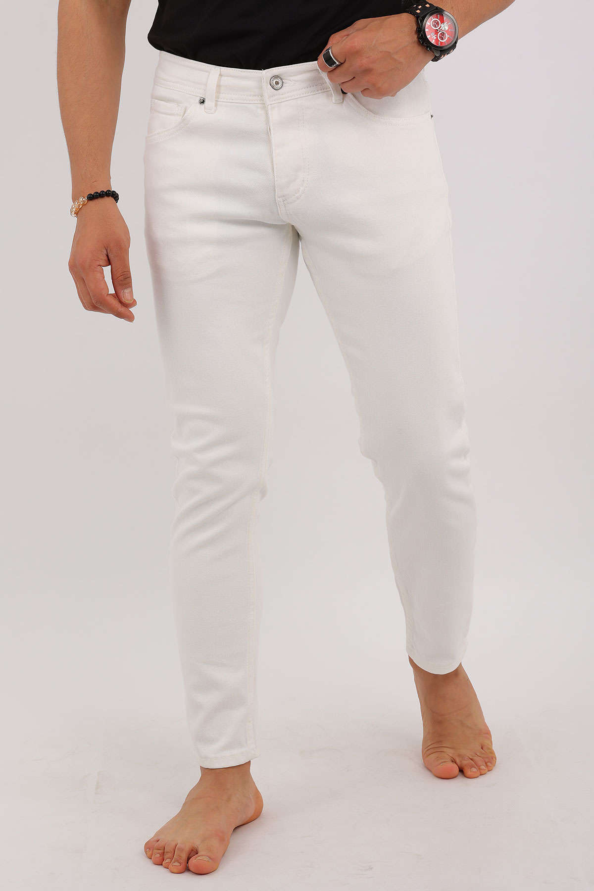 Erkek Skinny Fit Beyaz Jean Pantolon
