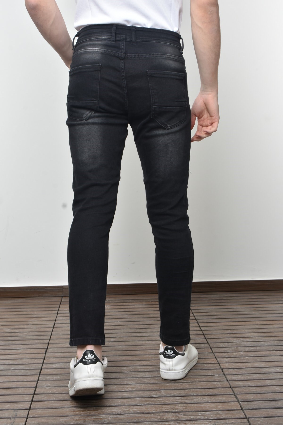 Skinny Fit Likralı Taşlı Bilek Boy Siyah Erkek Kot Pantolon | Lose Jeans
