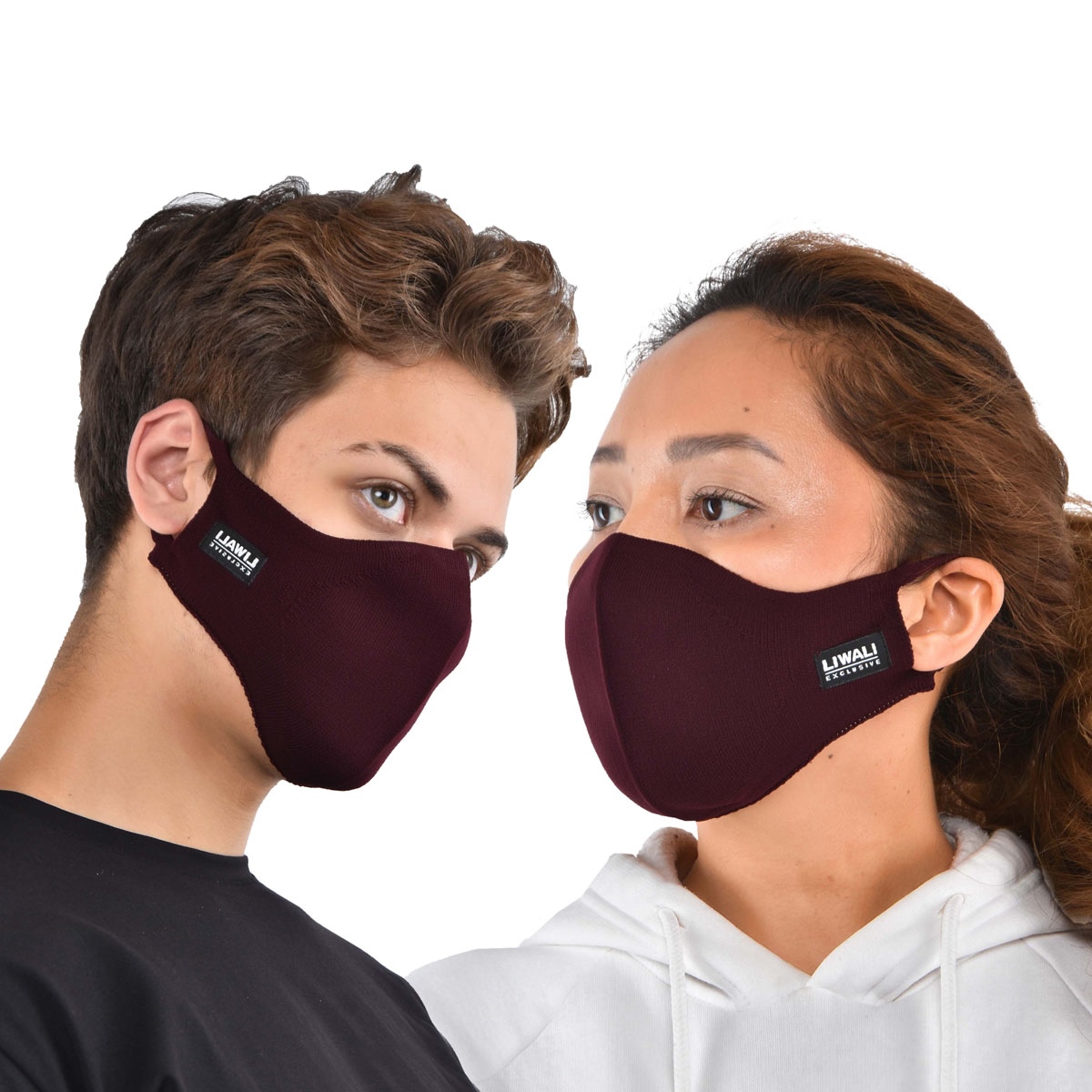 Bordo Antibakteriyel Antimikrobiyel Özel Örme Yıkanabilir Maske