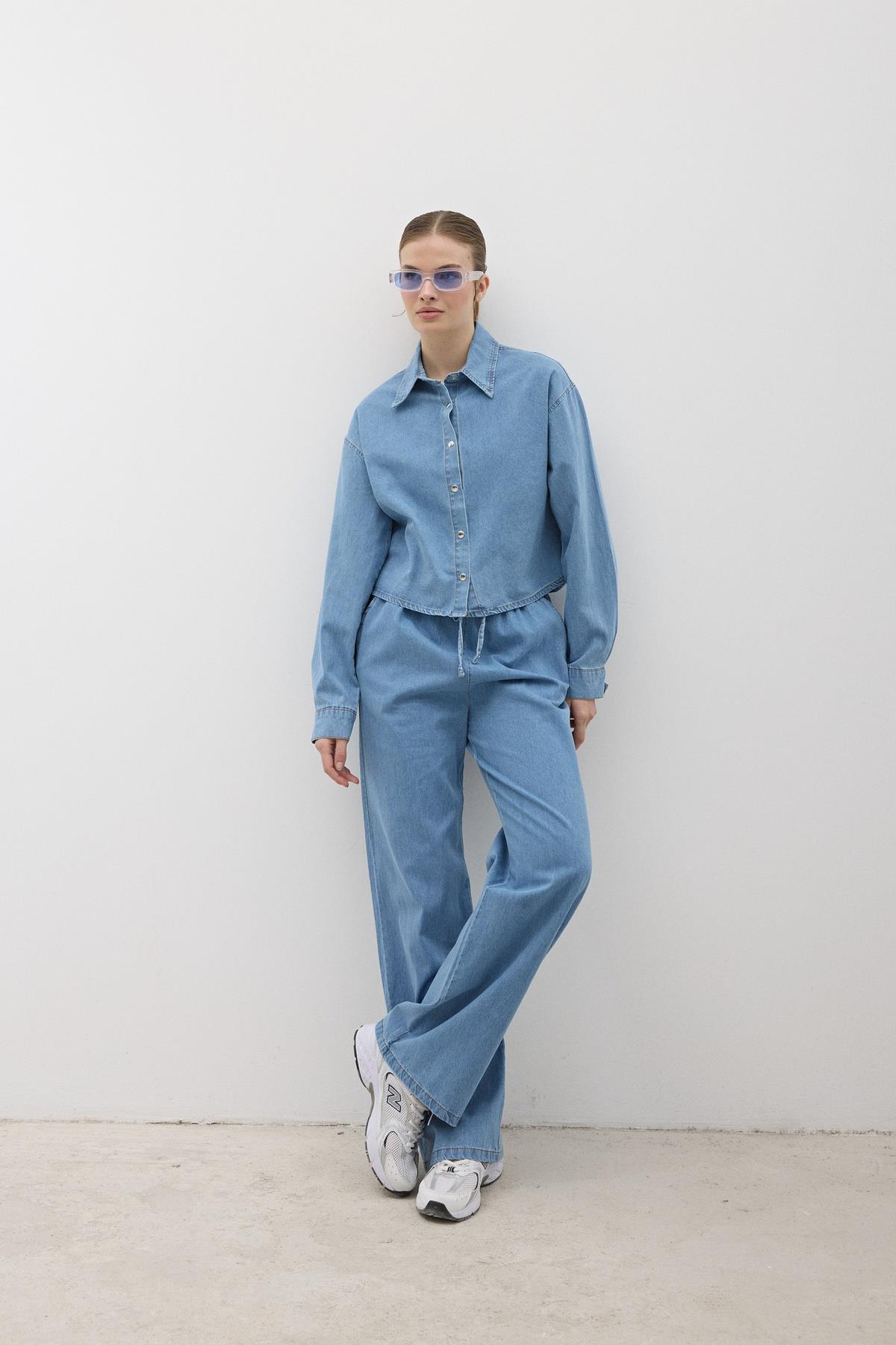 Beli Lastikli Kot Pantolon TAŞ YIKAMA