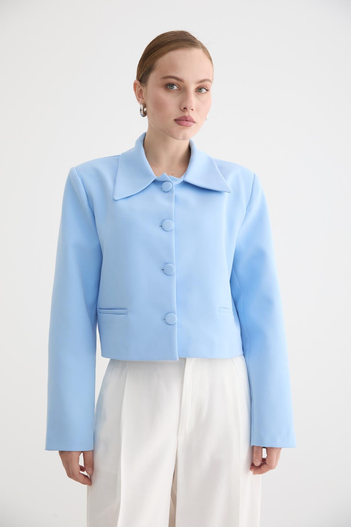 HÜRREM KUMAŞ KADIN CEKET MAVİ