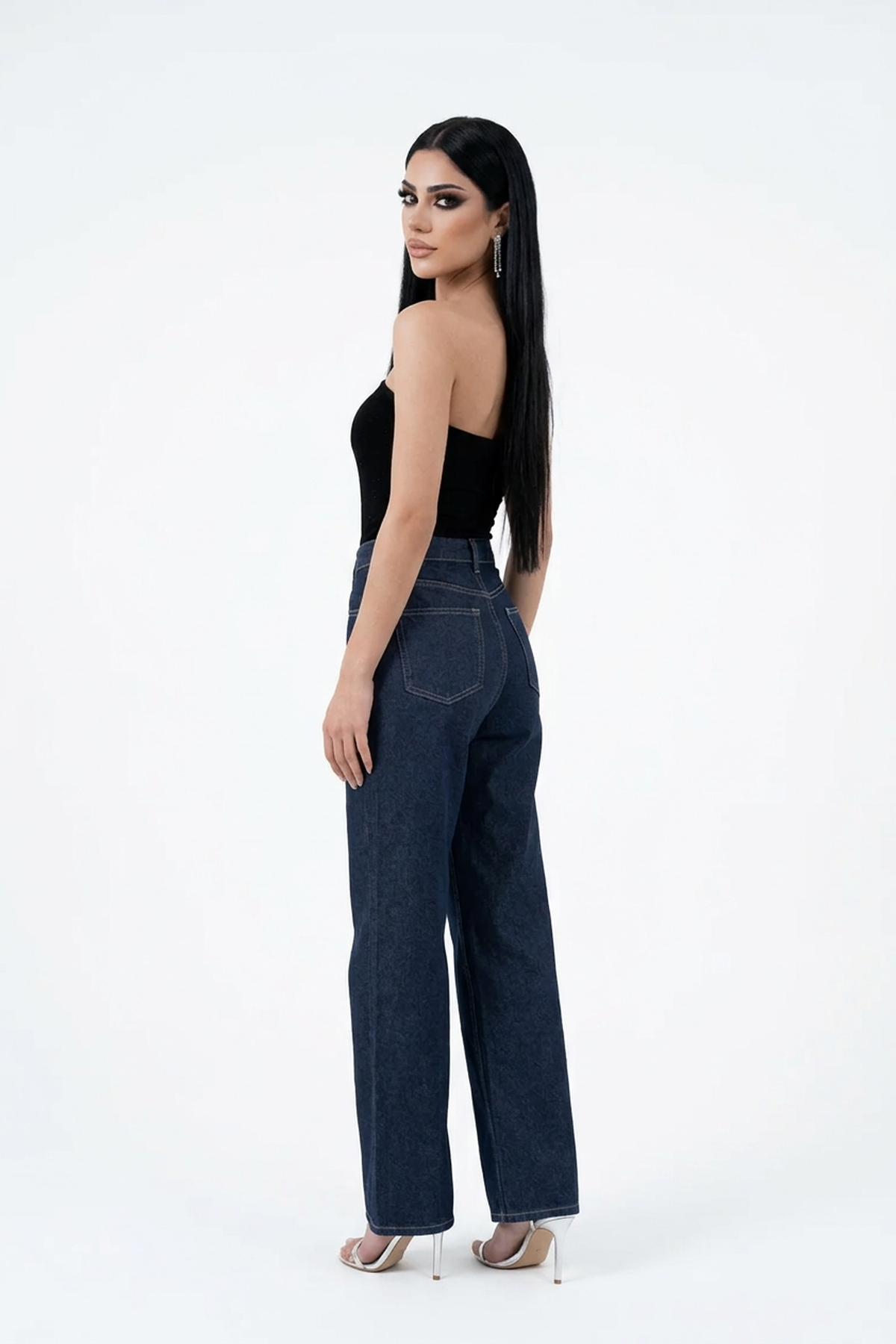 Yüksek Bel Geniş Paça Pantolon LACİVERT