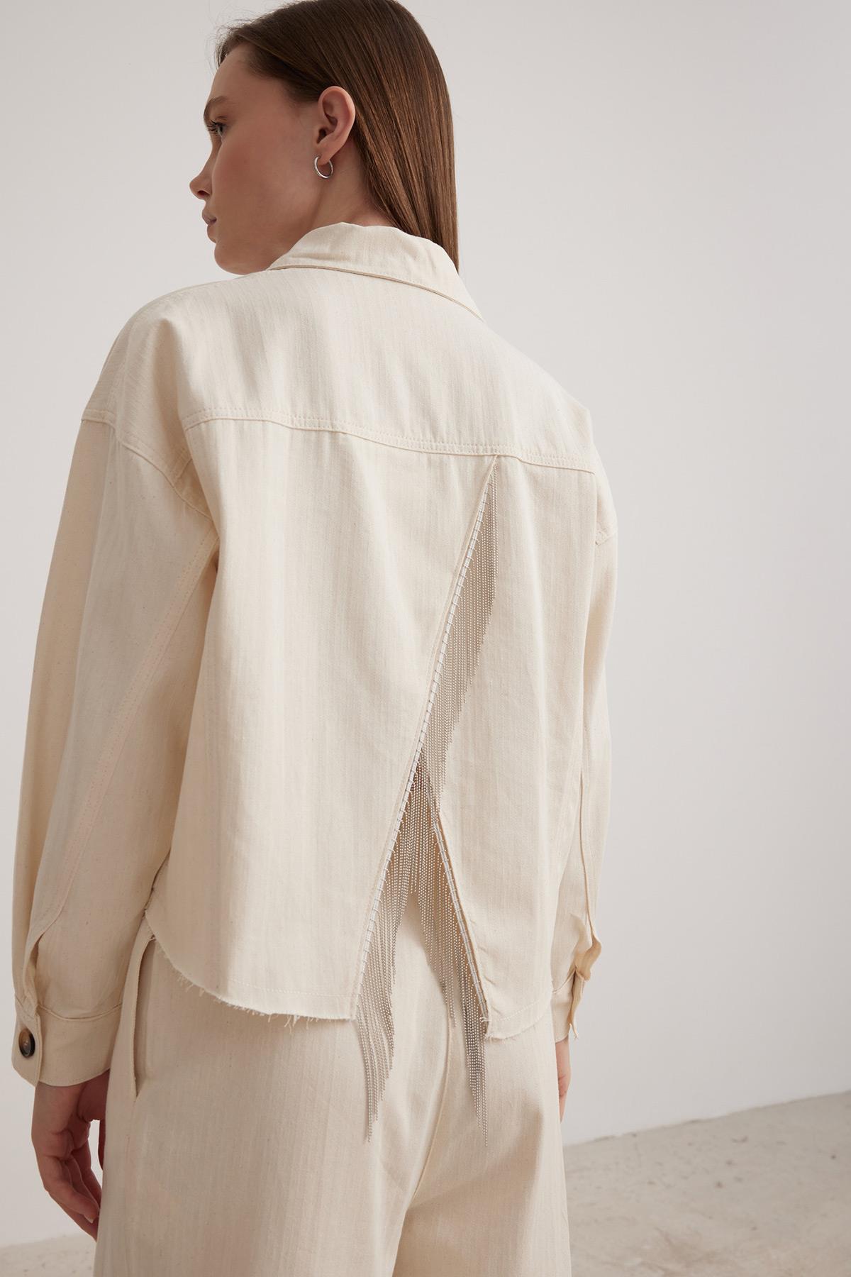 Patterned Chain Detail Womens Jacket