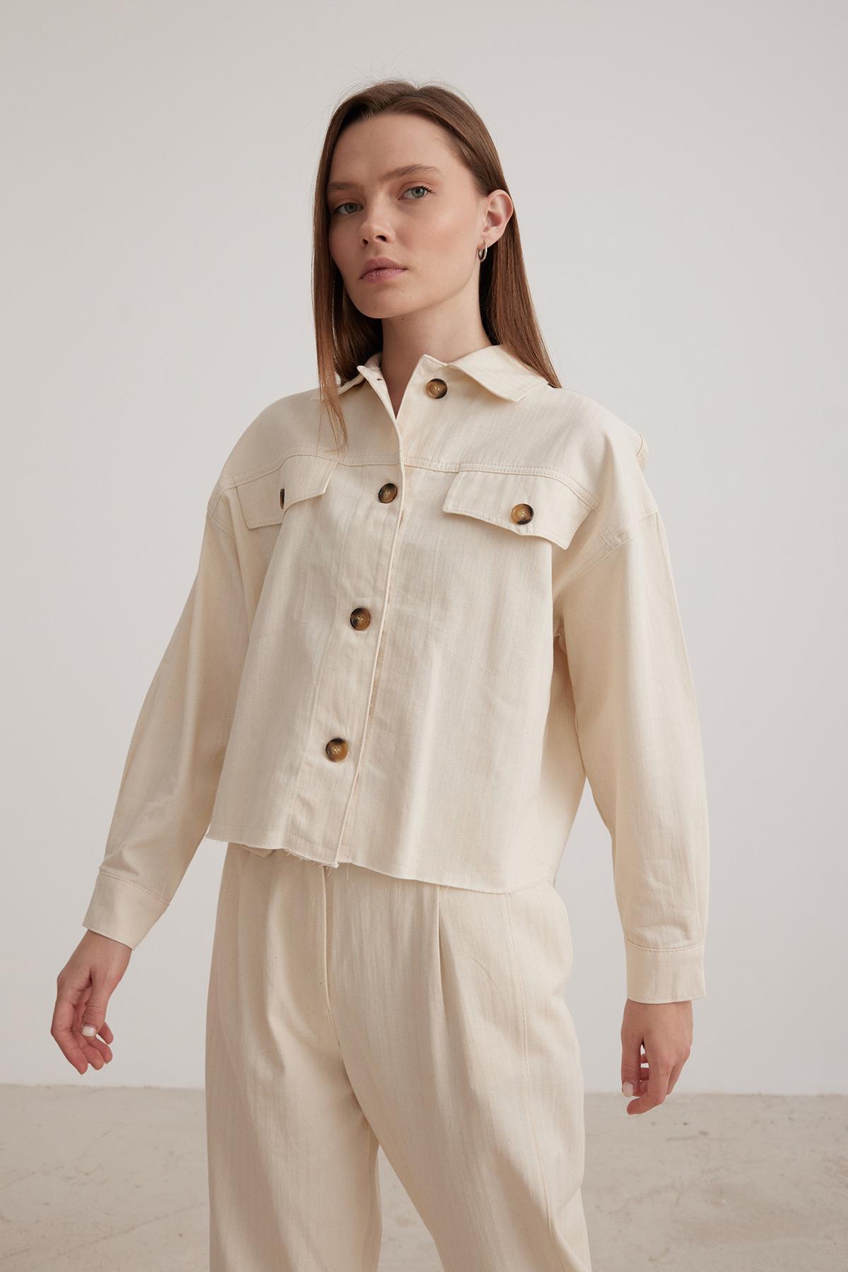 Patterned Chain Detail Womens Jacket