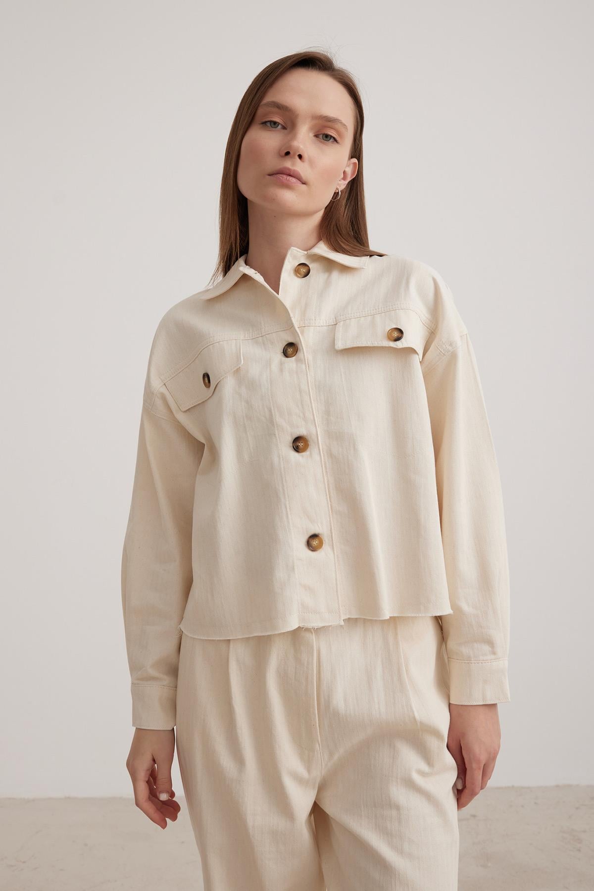 Patterned Chain Detail Womens Jacket