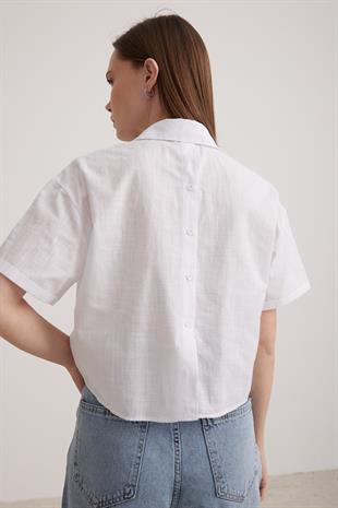 Back Buttoned Womens Shirt ECRU