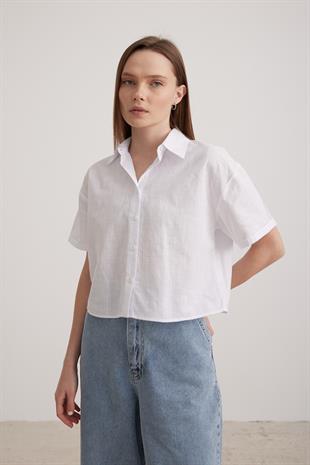 Back Buttoned Womens Shirt ECRU