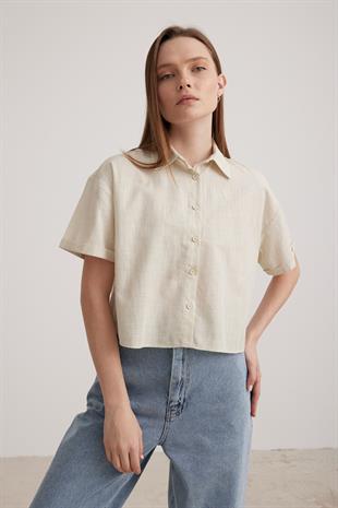 Back Buttoned Womens Shirt STONE