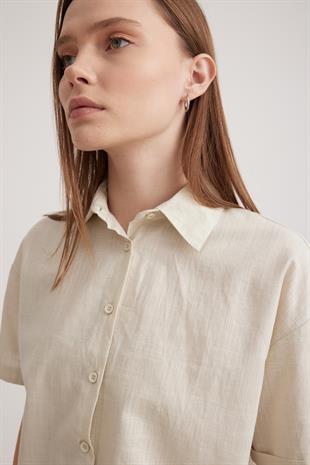 Back Buttoned Womens Shirt STONE