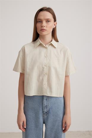 Back Buttoned Womens Shirt STONE