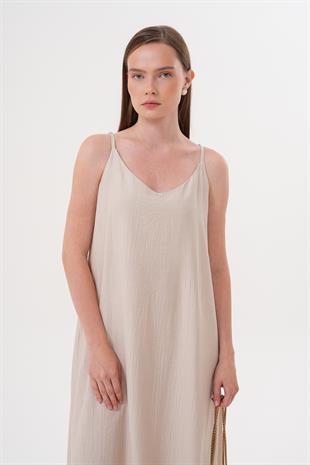 Askılı Uzun Elbise TAŞ