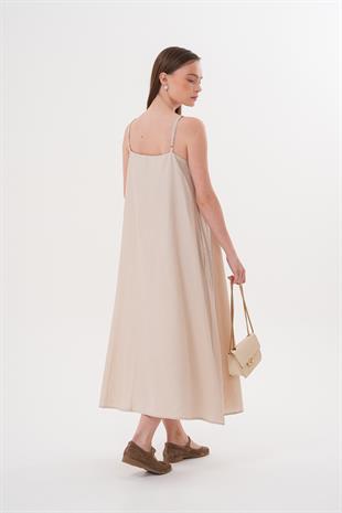 Askılı Uzun Elbise TAŞ