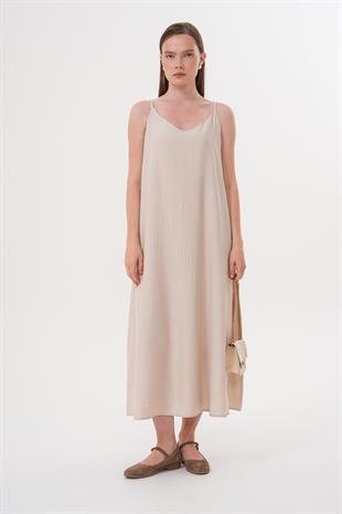 Askılı Uzun Elbise TAŞ