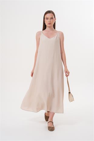 Askılı Uzun Elbise TAŞ